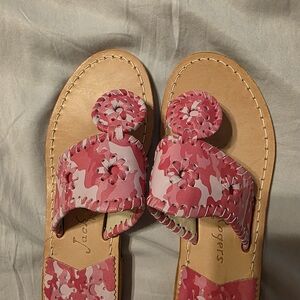 Jack Rogers Pink Floral Thong Sandal 5 Braided Detail